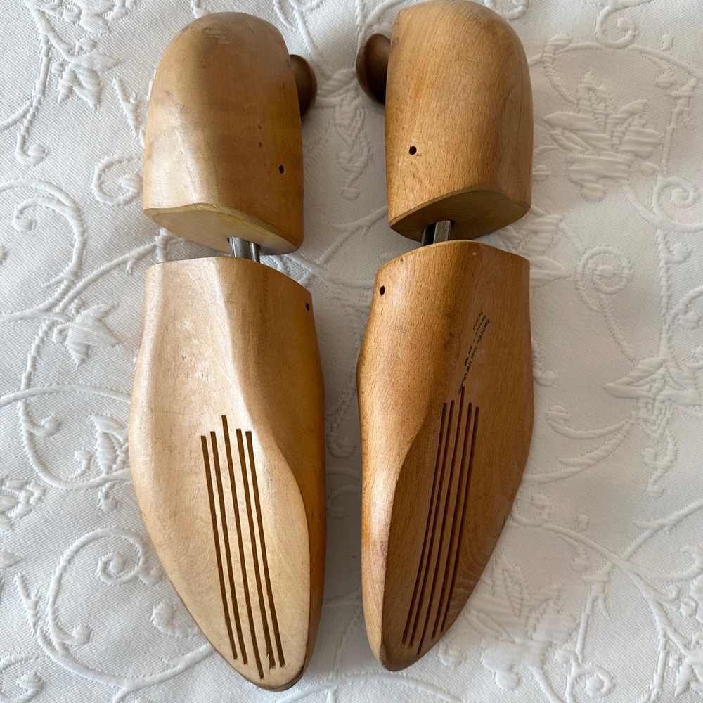Vintage 40s-50s Rochester Wood Shoe Trees Mens Large Adjustable Pair - Picture 2 of 10